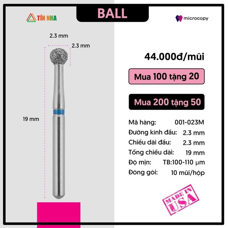 Mũi Khoan Đầu Tròn 2,3mm